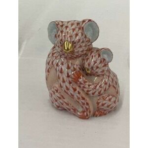Herend Rust Fishnet Koala With Baby Porcelain Figurine 2000 First Edition